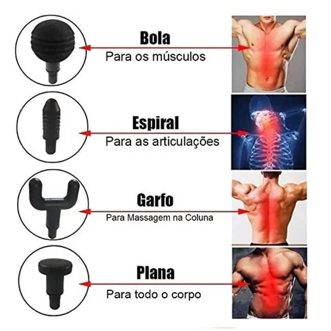 Massageador Corporal Portátil – Pistola de Massagem com 6 Velocidades