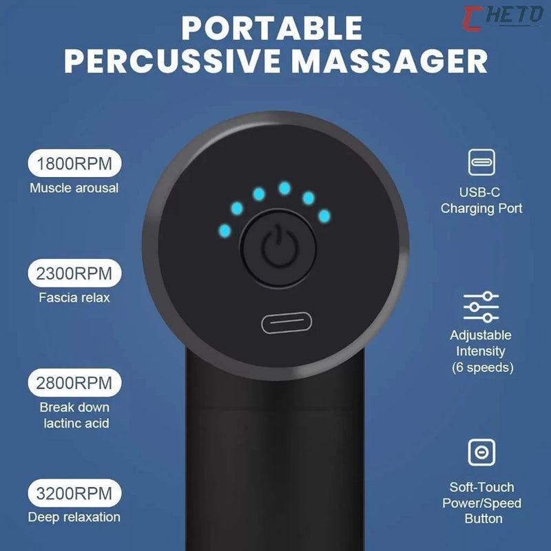 Massageador Corporal Portátil – Pistola de Massagem com 6 Velocidades