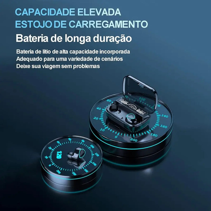Fone De Ouvido Bluetooth 5.1 M10 Sem Fio (TWS) Estéreo Com Pod Carregador