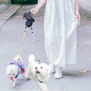 Coleira Guia Dupla Para Cães com Lanterna - Retrátil, ajustável, cinto e rotação