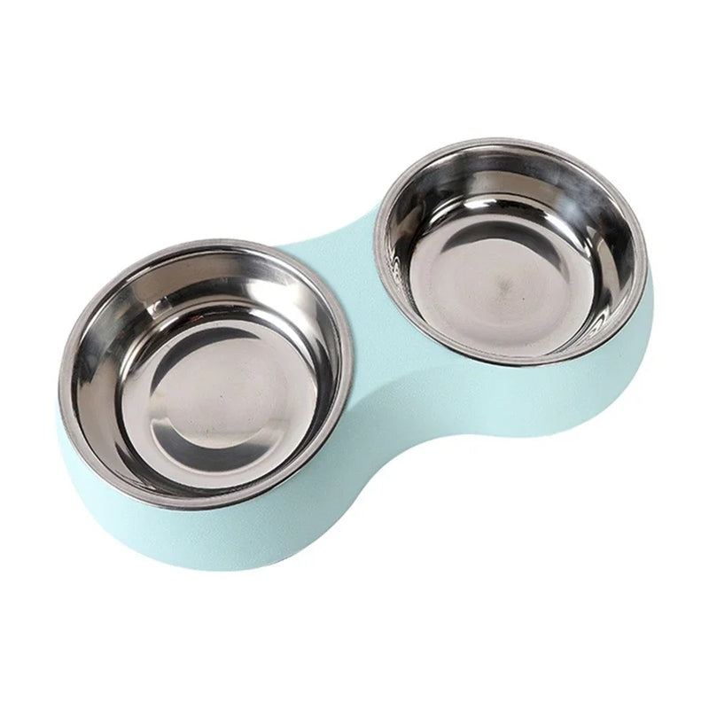 Tigela Dupla para Pets em Aço Inoxidável – Alimentação e Hidratação Prática para Cães e Gatinhos