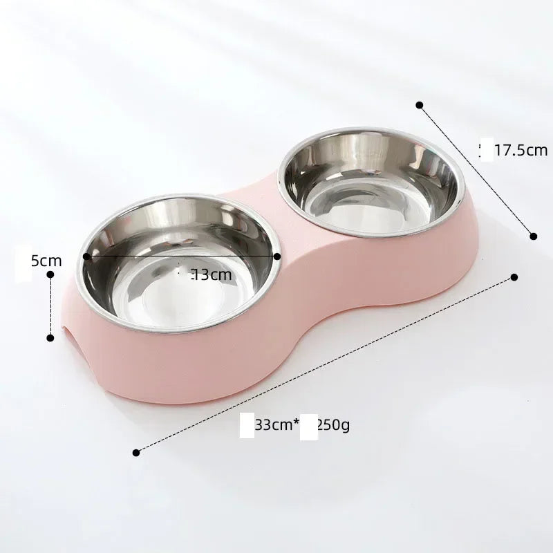 Tigela Dupla para Pets em Aço Inoxidável – Alimentação e Hidratação Prática para Cães e Gatinhos