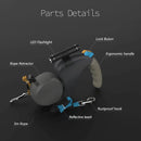 Coleira Guia Dupla Para Cães com Lanterna - Retrátil, ajustável, cinto e rotação