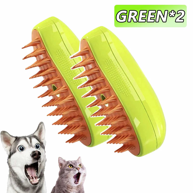 Escova Vapor - Cães e Gatos - Pulverizador elétrico para massagem, ferramenta de limpeza de animais de estimação, 3 em 1