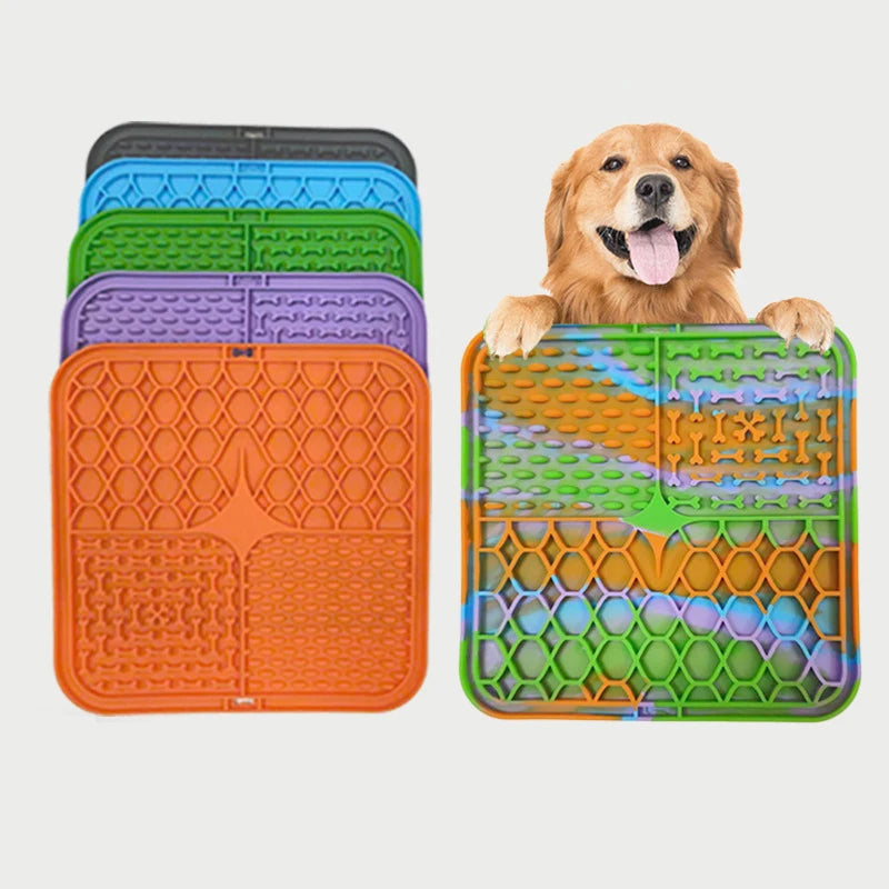 Silicone Lick Mat para Pet, Slow Food Plate, Dog Bathing Distração Otário, Treinamento Alimentador Suprimentos