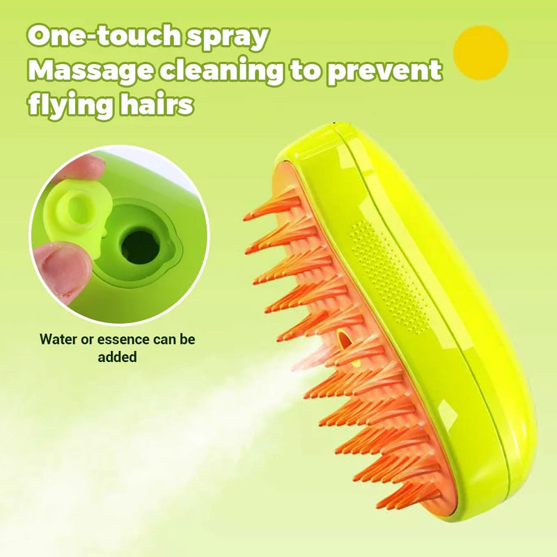 Escova Vapor - Cães e Gatos - Pulverizador elétrico para massagem, ferramenta de limpeza de animais de estimação, 3 em 1