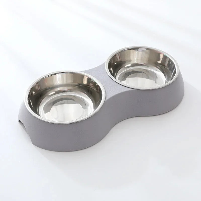 Tigela Dupla para Pets em Aço Inoxidável – Alimentação e Hidratação Prática para Cães e Gatinhos