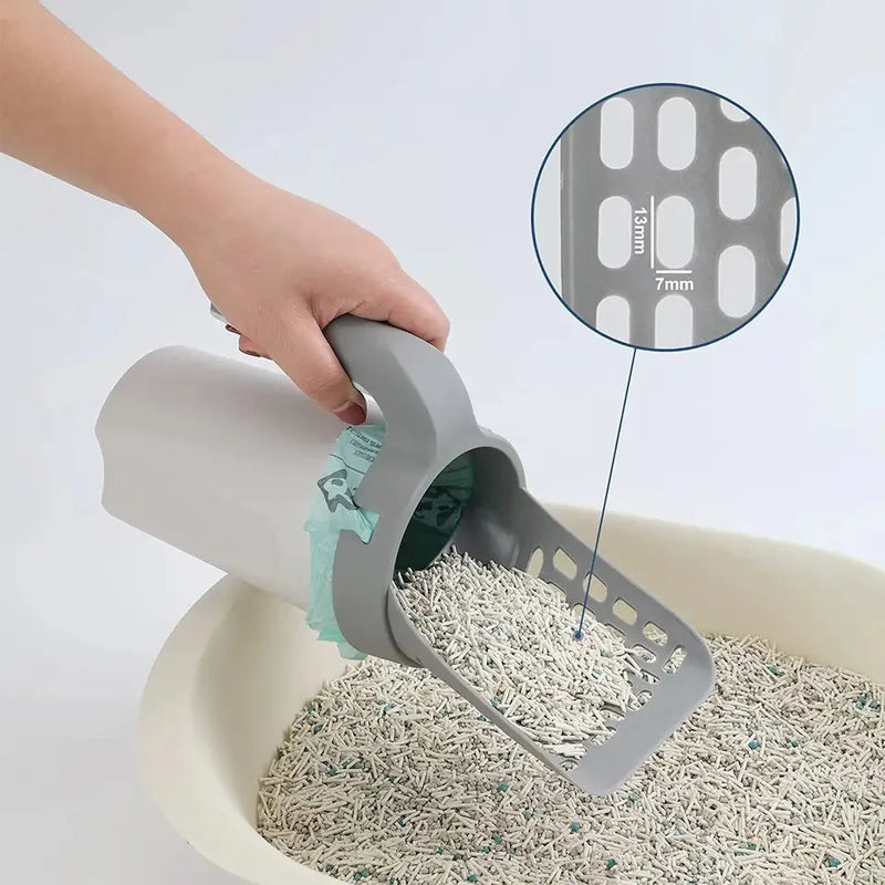 Cat Litter Pá com Sacos de Resíduos - Limpa Fácil - Ferramenta de limpeza de caixas portáteis