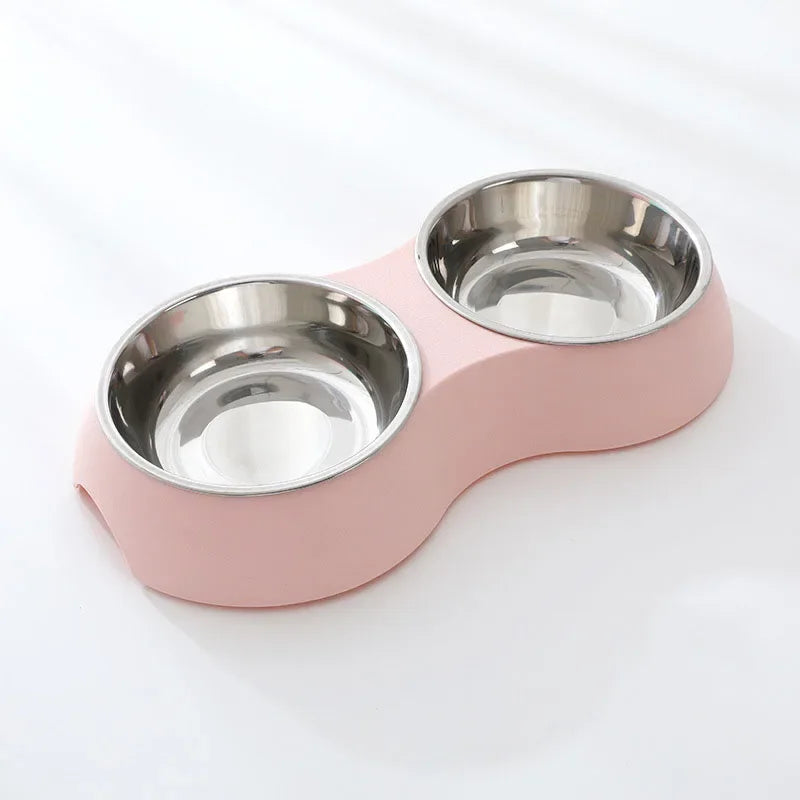 Tigela Dupla para Pets em Aço Inoxidável – Alimentação e Hidratação Prática para Cães e Gatinhos