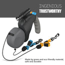 Coleira Guia Dupla Para Cães com Lanterna - Retrátil, ajustável, cinto e rotação